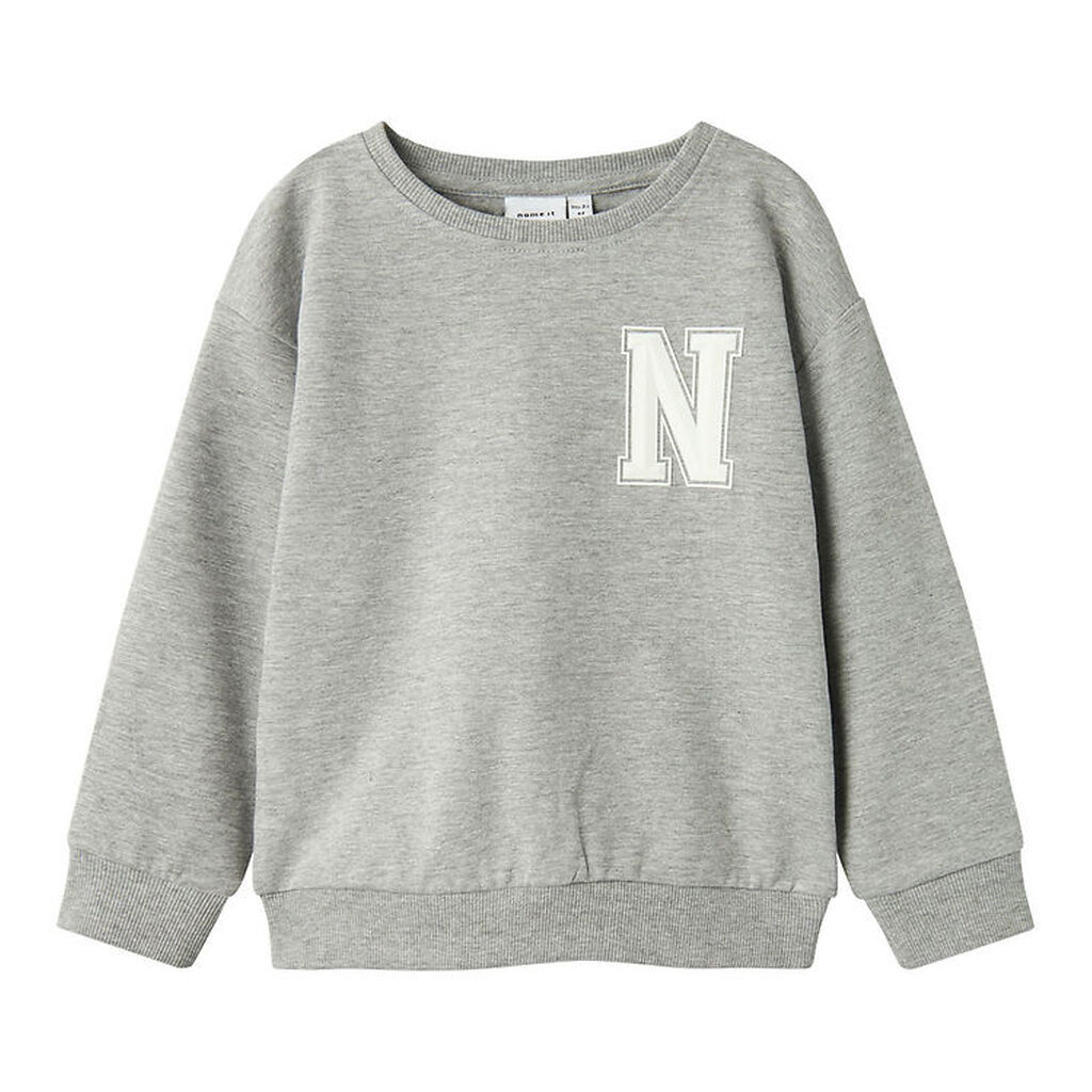 Name It Sweatshirt - NmmTollo - Gråmeleret m. Hvid