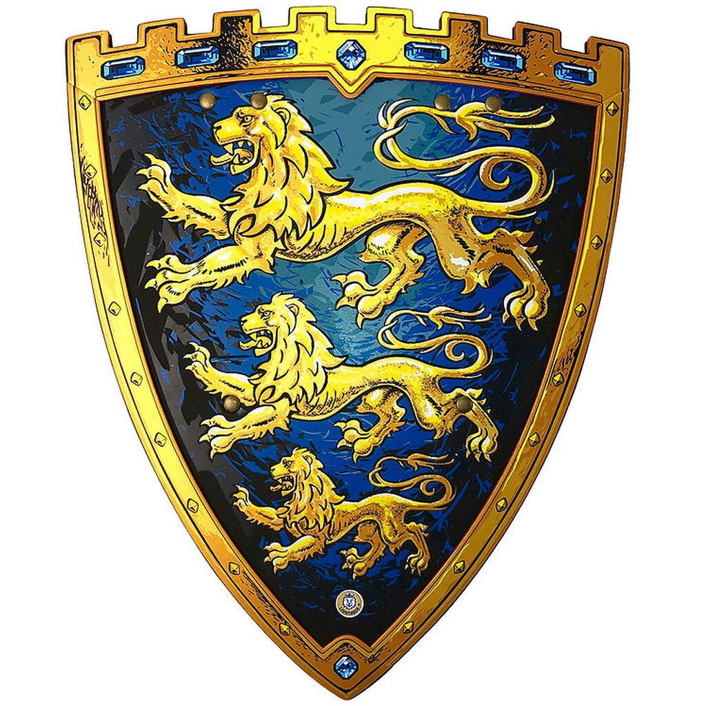 Liontouch Udklædning - Ridder-Skjold - Triple Lion - Blå/Gul