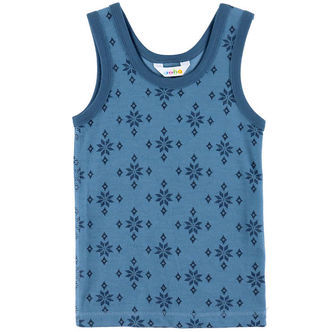 Joha Undertrøje - Uld/Bomuld - Blå m. Snefnug