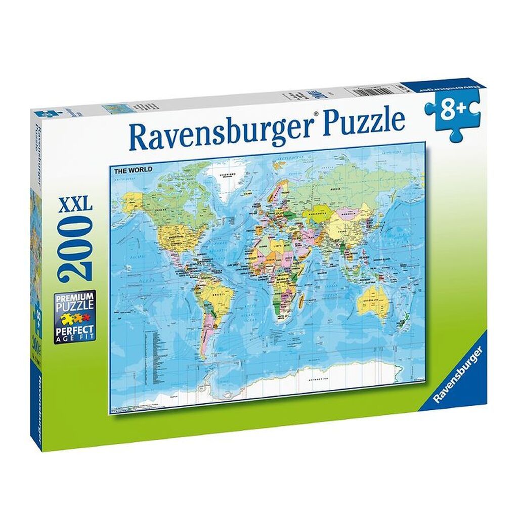 Ravensburger Puslespil - 200 Brikker - Verdenskort