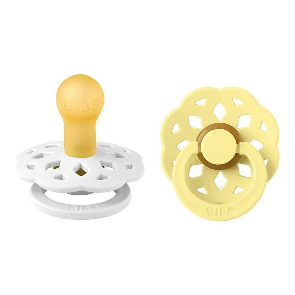 BIBS Boheme Sutter - 2-pak - Str. 2 - Rund - White/Sunshine