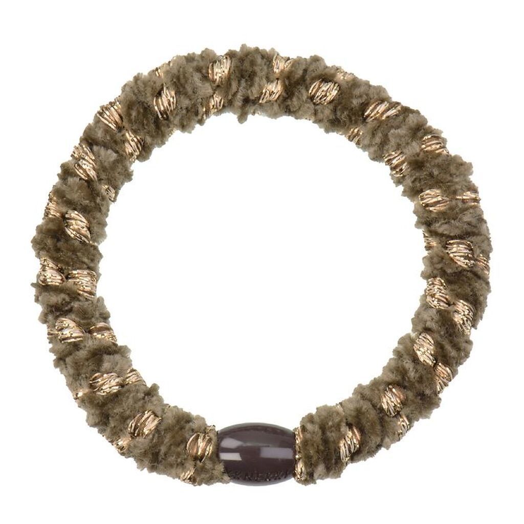 Kknekki Hårelastik - Brun/Guld Velour m. Glimmer