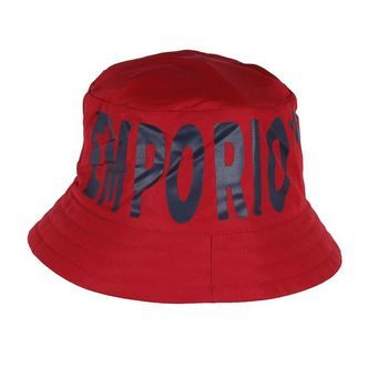 Emporio Armani Bøllehat - Vendbar - Rød/Navy m. Print