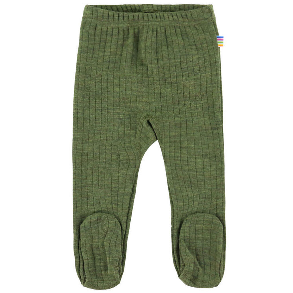 Joha Leggings m. Fødder - Uld - Rib - Mørk Oliven