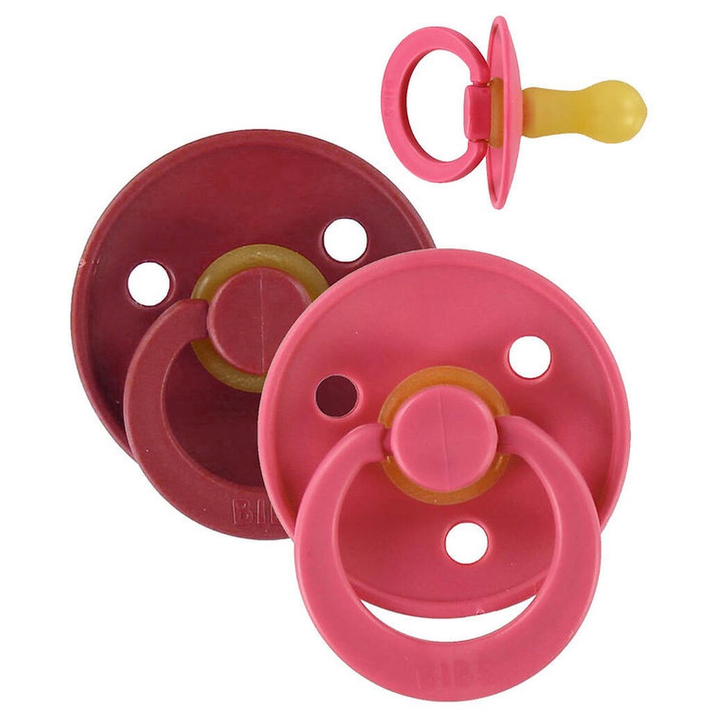 BIBS Colour Sutter - Str. 2 - 2-pak - Rund - Coral/Ruby