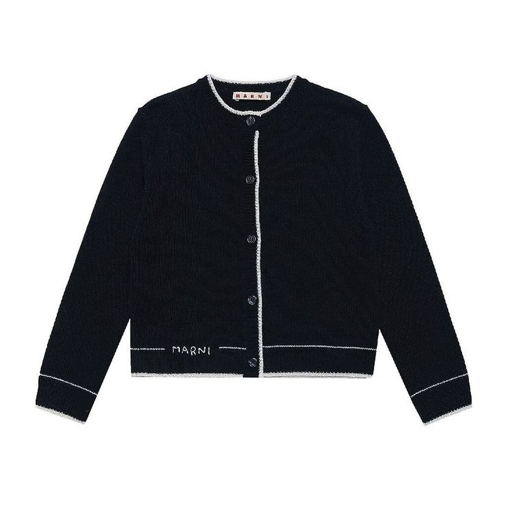Marni Cardigan - Uld - Navy m. Hvid