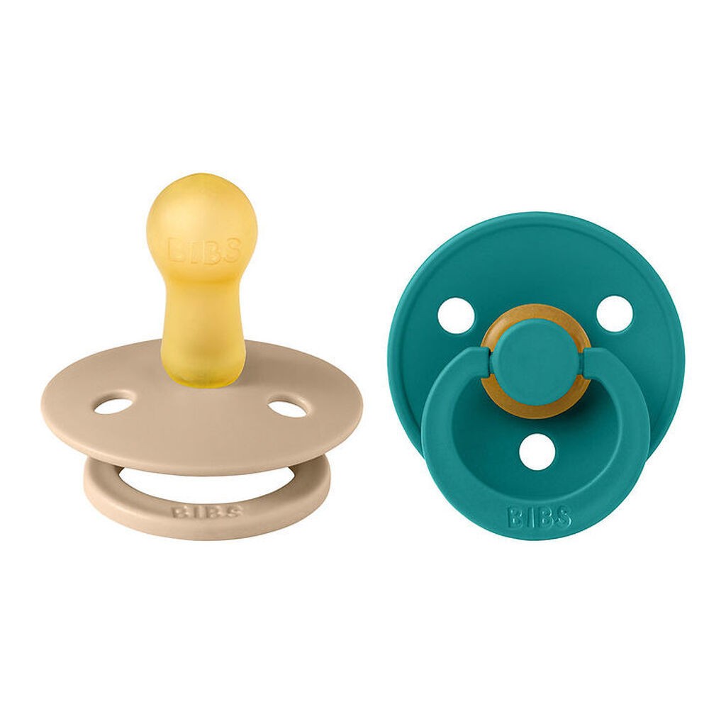 BIBS Colour Sutter - 2-pak - Str. 2 - Rund - Taupe/Scuba