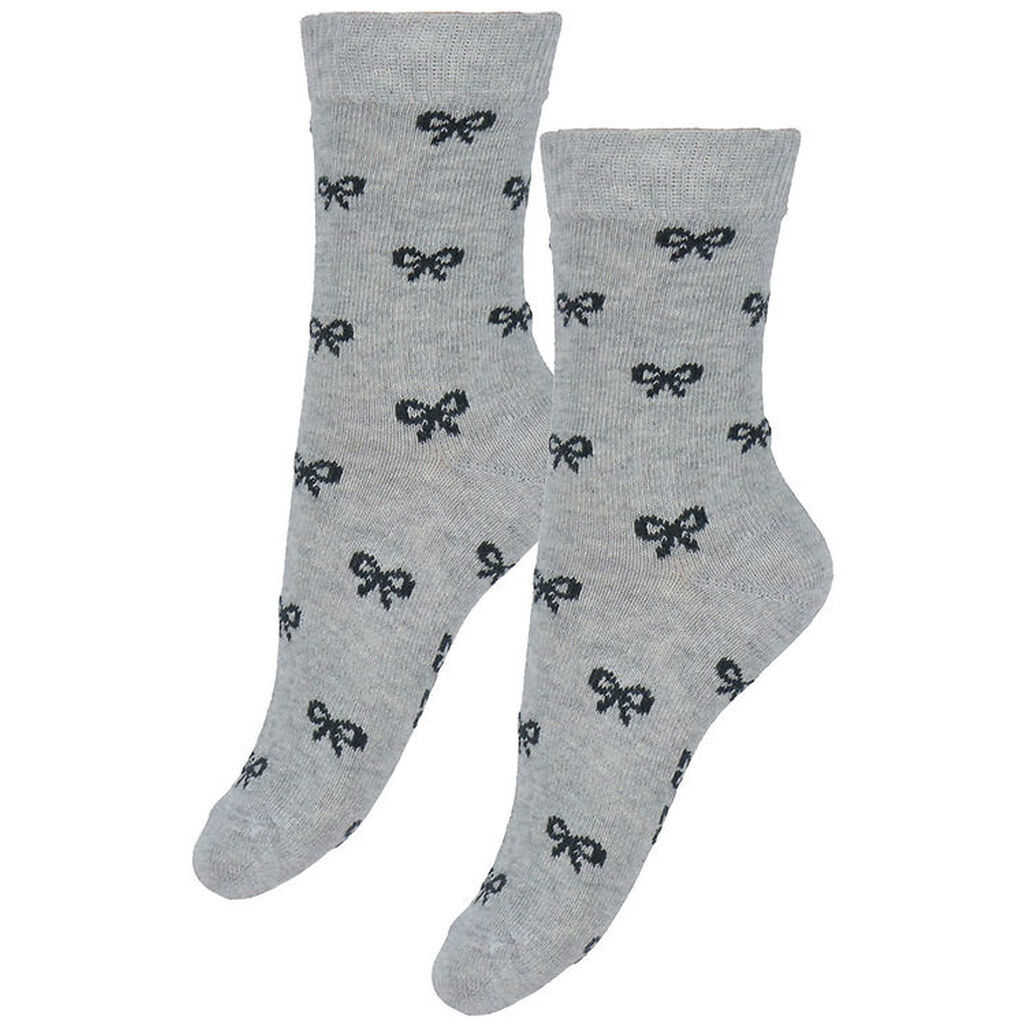 Fuzzies Strømper - 2-pak - Gråmeleret/Sort m. Sløjfer