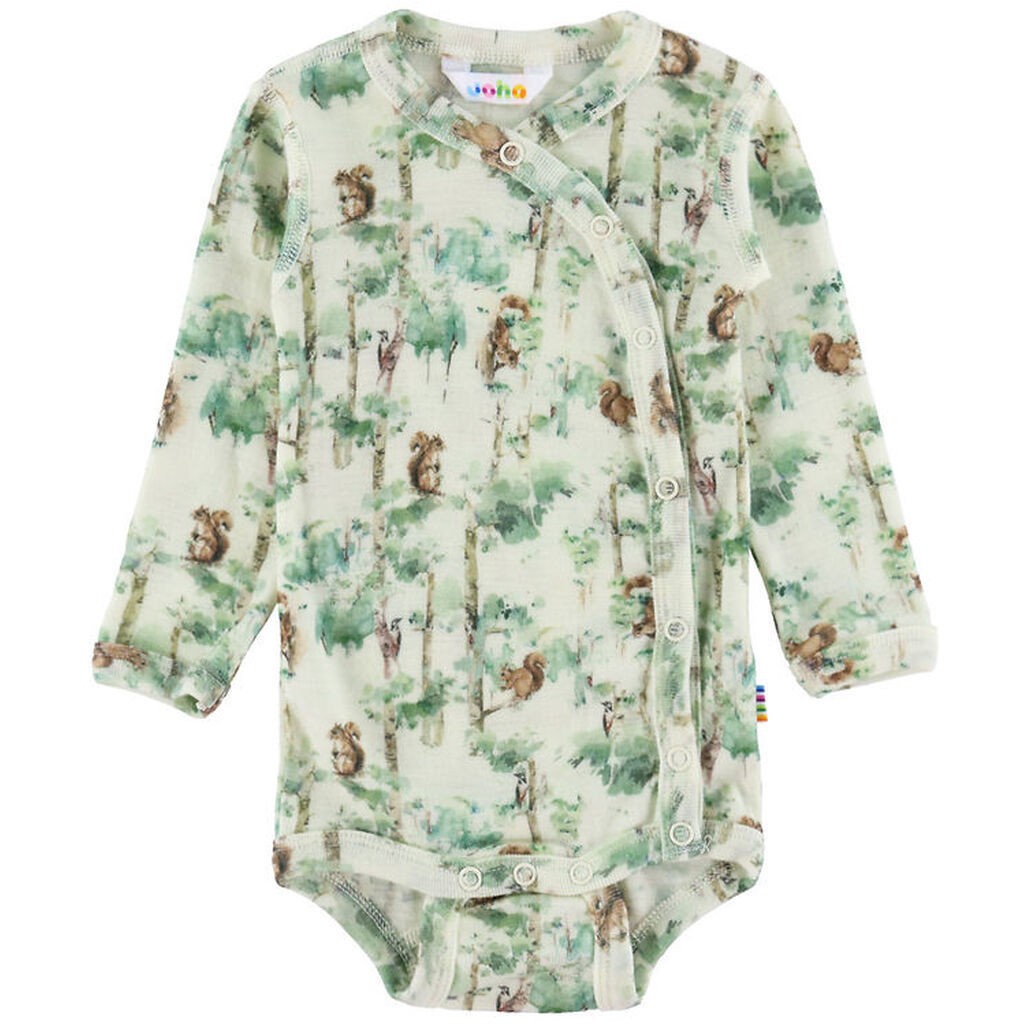 Joha Slå-om Body l/æ - Uld - Off White m. Træer