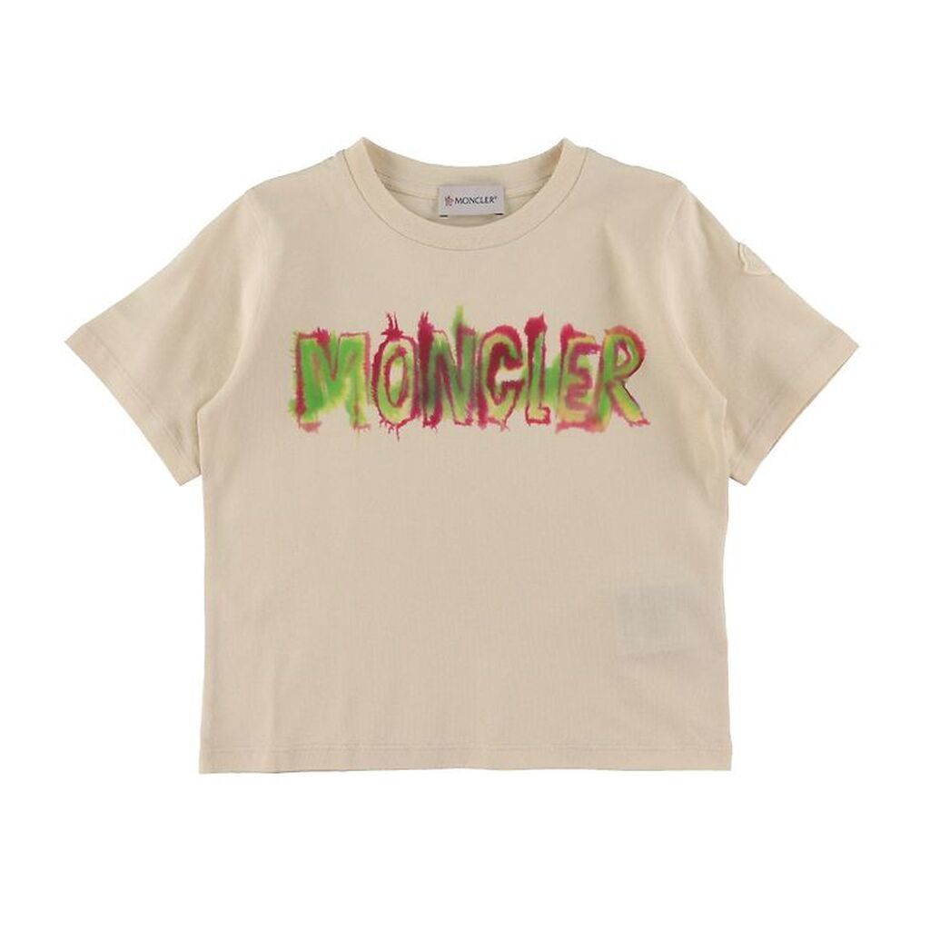 Moncler T-shirt - Beige m. Pink/Grøn