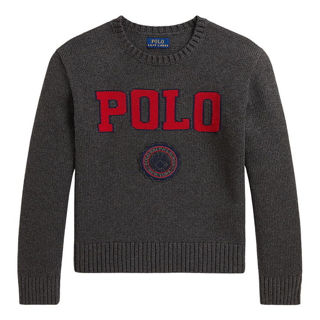 Polo Ralph Lauren Bluse - Strik - Gråmeleret m. Rød