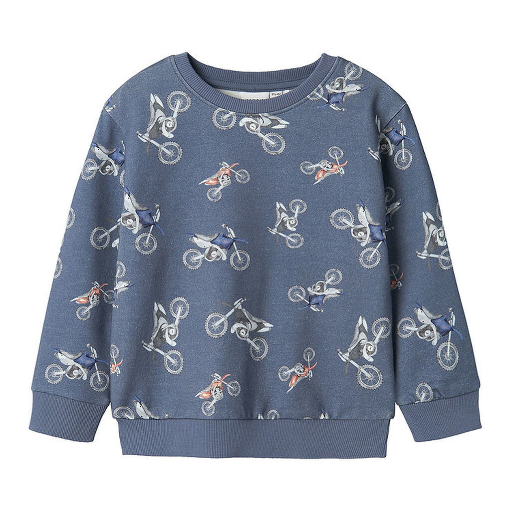 Name It Sweatshirt - NmmTrille - China Blue m. Motorcykel