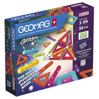 Geomag Magnetsæt - Glitter Panels Recycled - 35 Dele