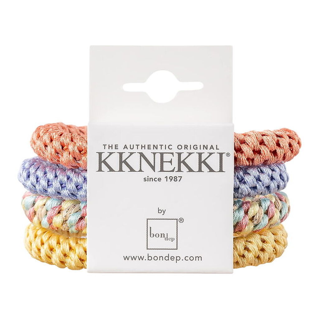 Kknekki Hårelastikker - 4-pak - Lilla/Orange/Gul