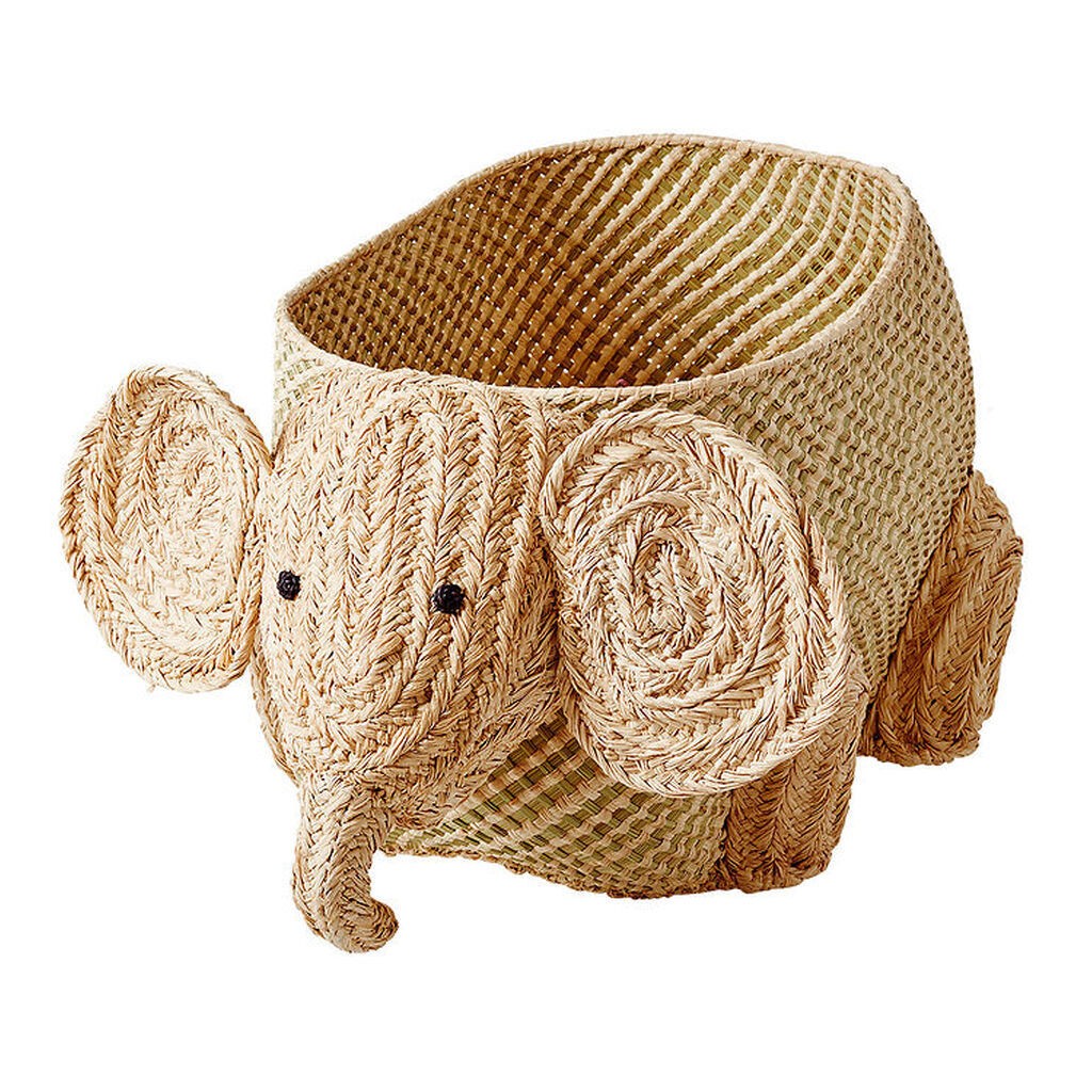 Rice Opbevaringskurv - Raffia/Søgræs - Stor Elefant - Natur