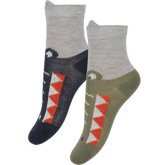Minymo Strømper - 2-pak - Dark Navy/Armygrøn m. Krokodille