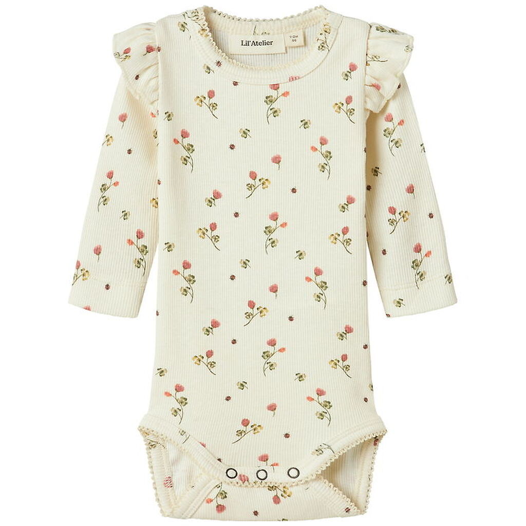 Lil Atelier Body l/æ - Rib - Noos - NbfLavo - Turtledove m. Blom
