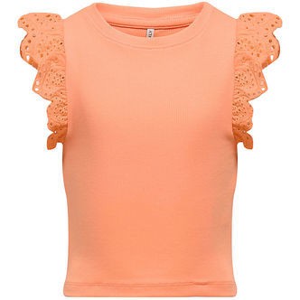 Kids Only Top - Rib - KogDrea - Salmon m. Broderi Anglaise