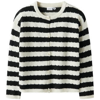 Name it Cardigan - NkfSylvea - Strik - Cloud Dancer/w.Black Stri