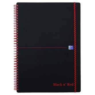 Oxford Notesbog - Spiral - Kvadreret - A4 - Sort/Rød