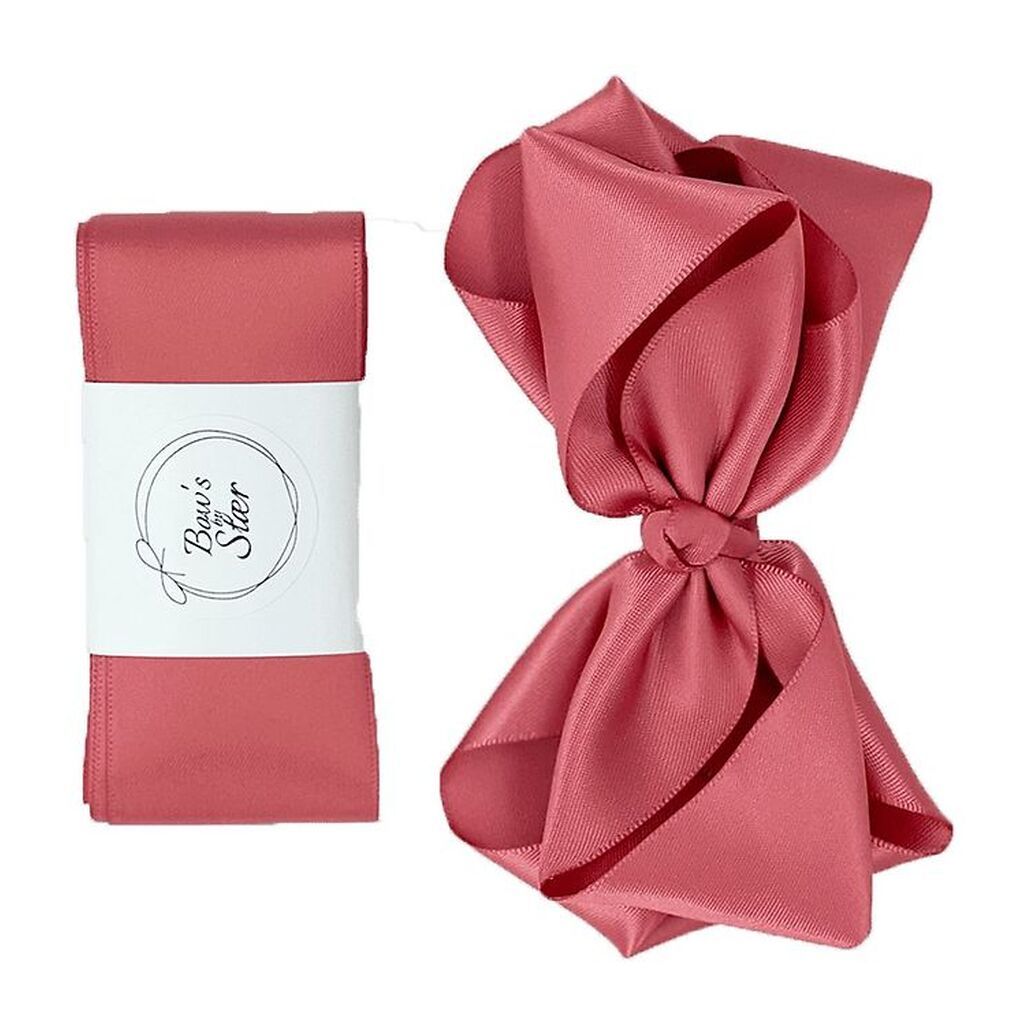 By Stær Dåbsbånd m. Sløjfe - Satin - Dusty Berry
