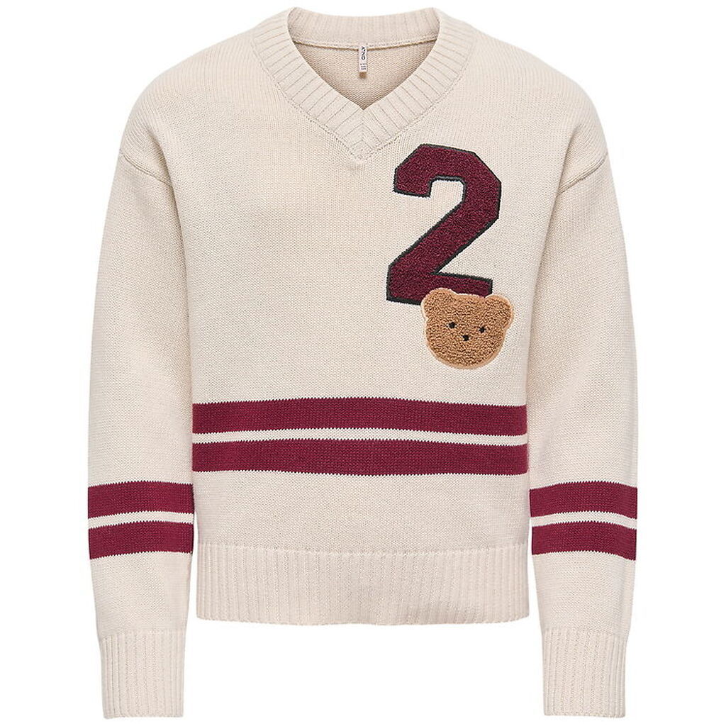 Kids Only Bluse - Strik - KogJanny - Birch/Badge/Cabernet