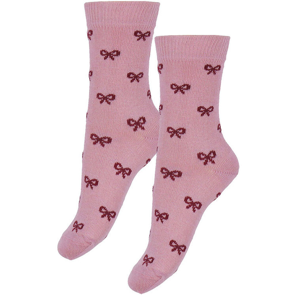 Fuzzies Strømper - 2-pak - Rosa/Bordeaux m. Sløjfer