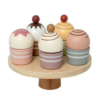 MaMaMeMo Legemad - Cupcakes På Kagefad - Træ