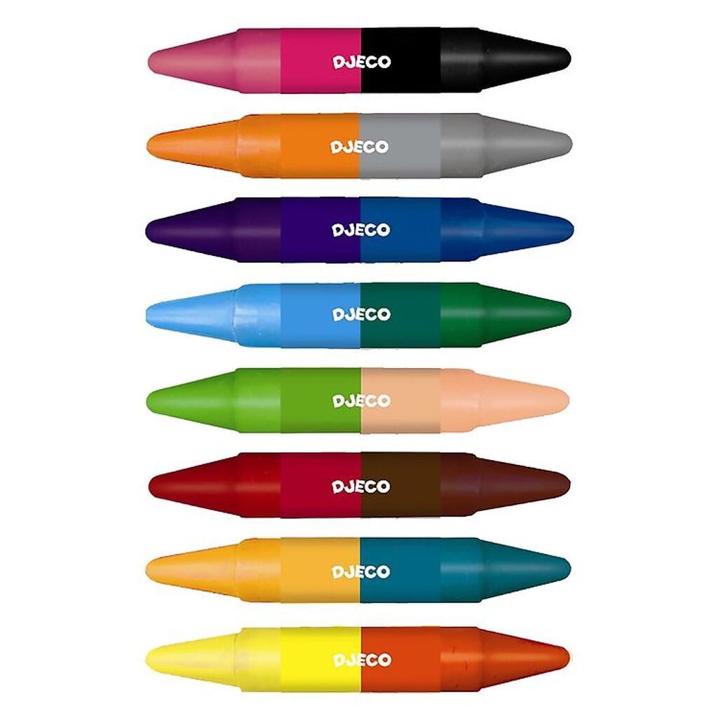 Djeco Fedtfarver - 2-i-1 - 8 stk. - Multifarvet
