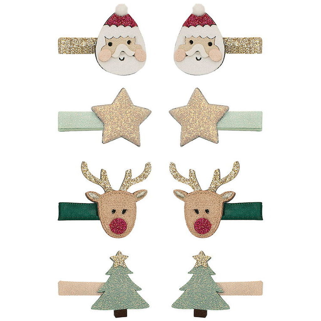 Mimi & Lula Hårklips - 8-pak - Mini Santa Christmas