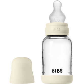 BIBS Sutteflaske - 120 ml - Glas/Silikone - Ivory