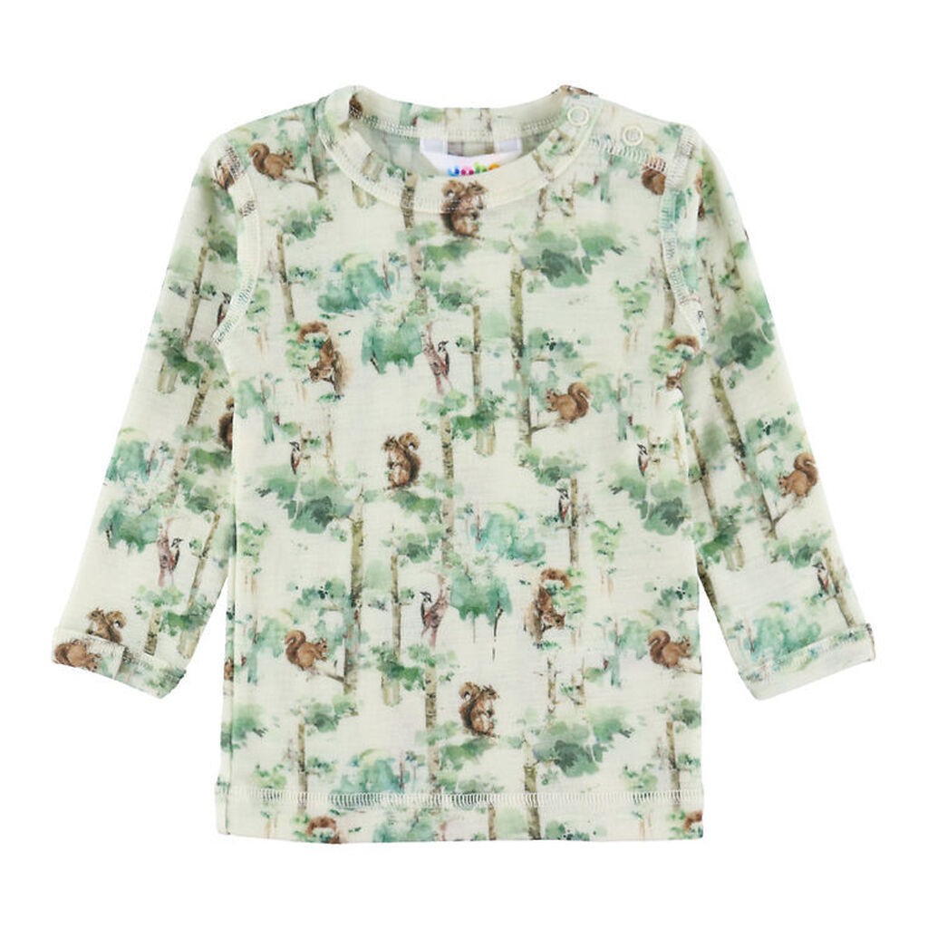 Joha Bluse - Uld - Off White m. Træer