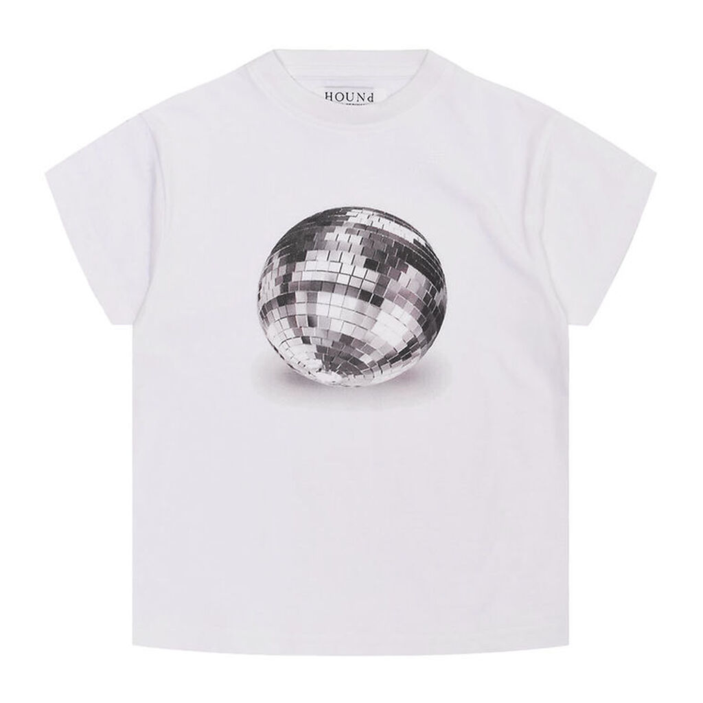 Hound T-shirt - Cropped - Hvid m. Diskokugle