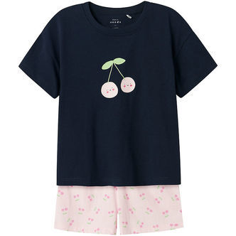 Name It Shortssæt - NmfVilinse - Navy Blazer/Ballerina m. Kirseb