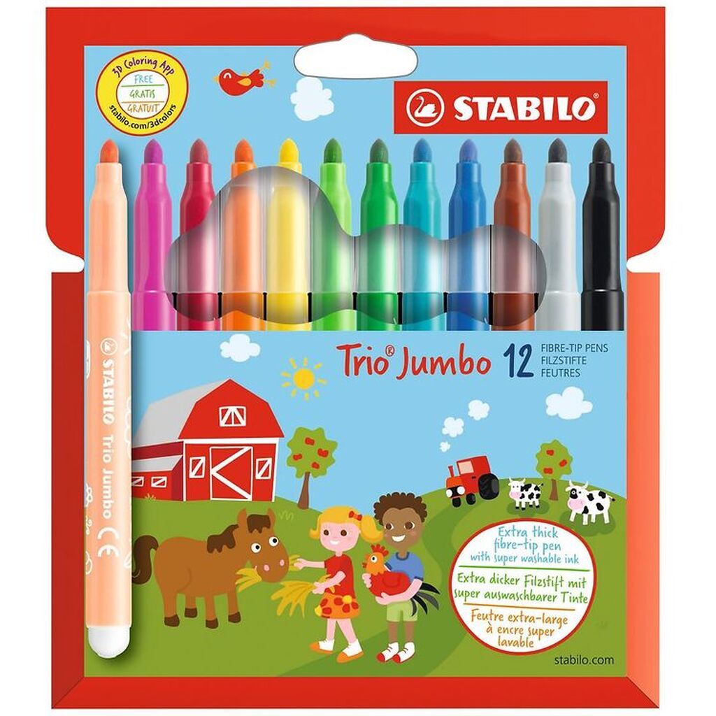 Stabilo Tuscher - Trio Jumbo - 12 stk. - Multifarvet