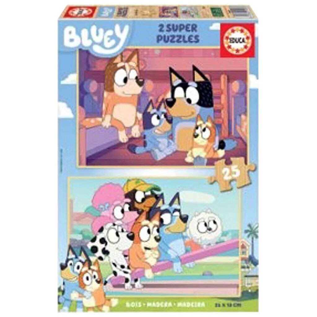 Educa Puslespil - Træ - 2x25 Brikker - Bluey