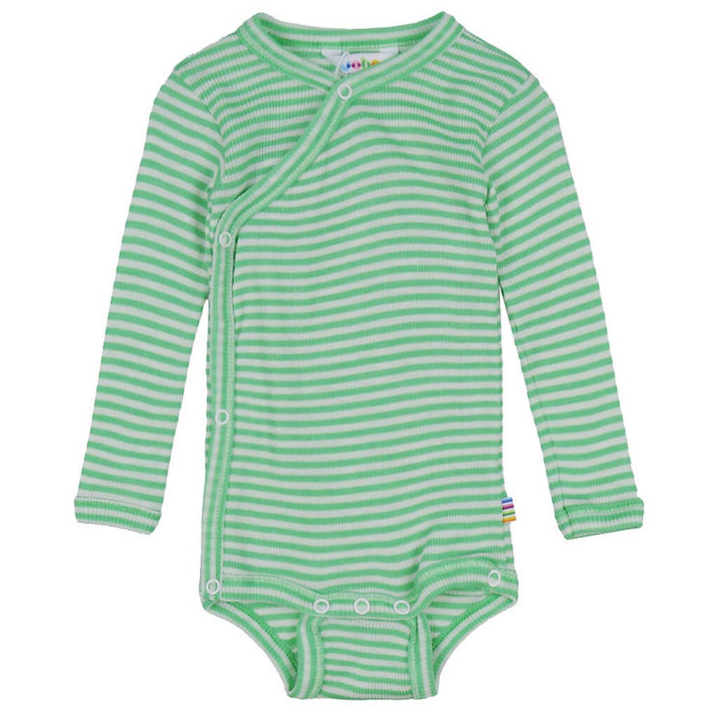 Joha Slå-Om Body l/æ - Rib - Uld/Silke - Off White/Grøn