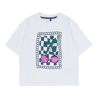 The New T-shirt - TnSimone - Bright White m. Print/Pailletter