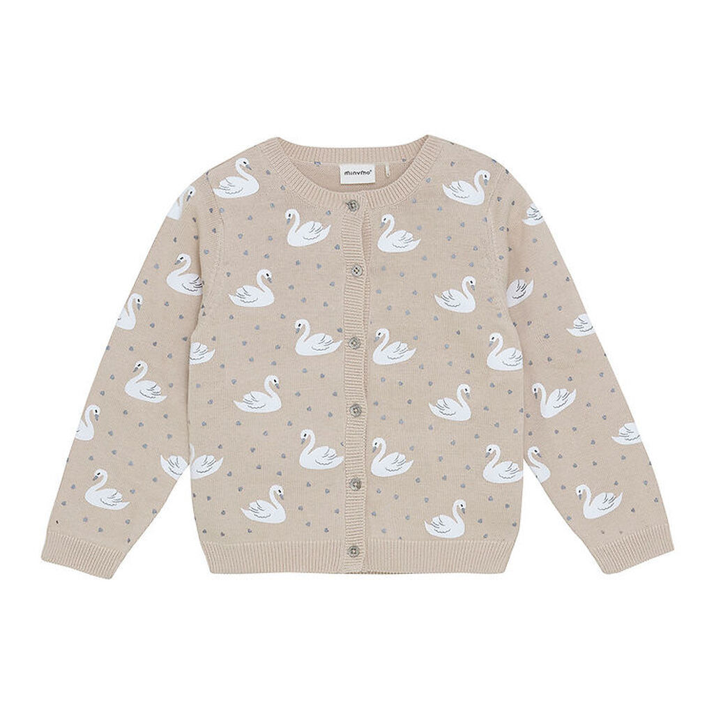 Minymo Cardigan - Strik - AOP - Smoke Gray