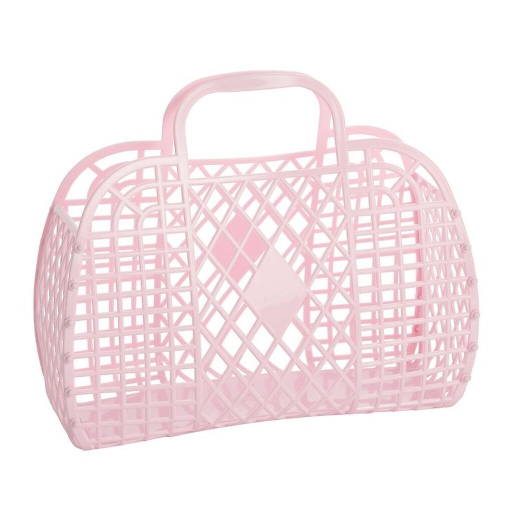 Sun Jellies Stor Foldekurv - Retro - 37x30x11 cm - Pink