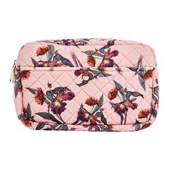 Fan Palm Toilettaske - Large - Quiltet Velour - Rose Hibiscus