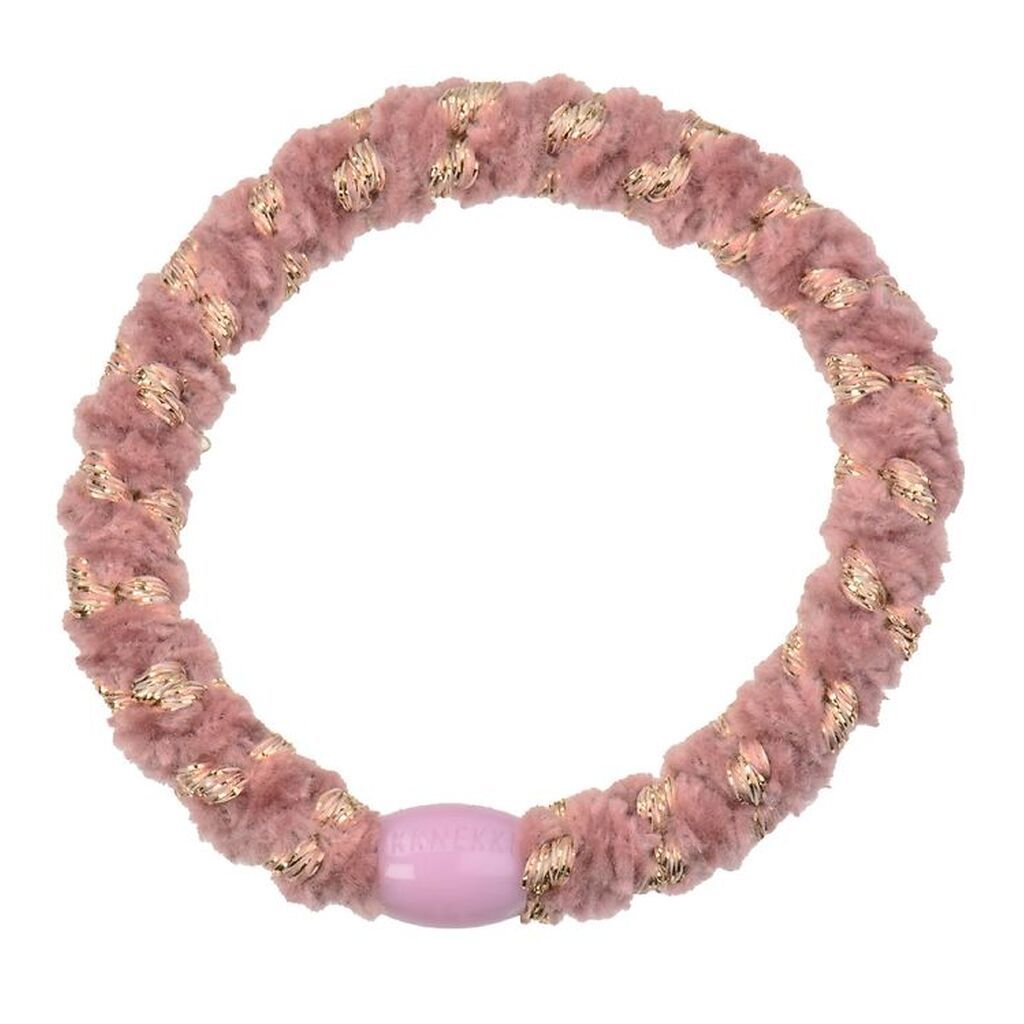 Kknekki Hårelastik - Rosa/Guld Velour m. Glimmer