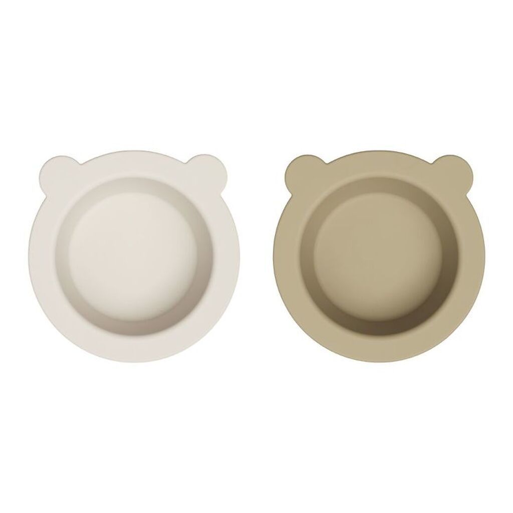 Liewood Skål m. Sugekop - 2-pak - Silikone - Peony - Sandy/Oat M