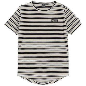 Indian Blue Jeans T-shirt - Lysegråmeleret m. Striber