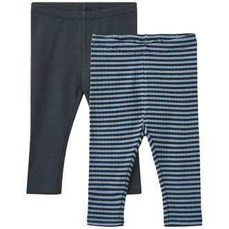 Wheat Leggings - Rib - 2-pak - Jules - Bright Blue Stripe