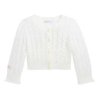 Polo Ralph Lauren Cardigan - Cropped - Strik - Deckwash White