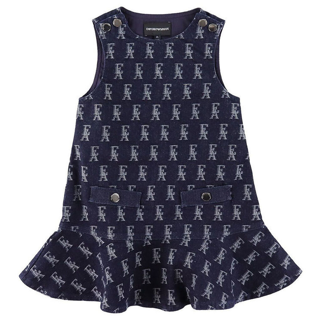 Emporio Armani Kjole - Denim - Fantasia Blue/Hvid m. Logoer