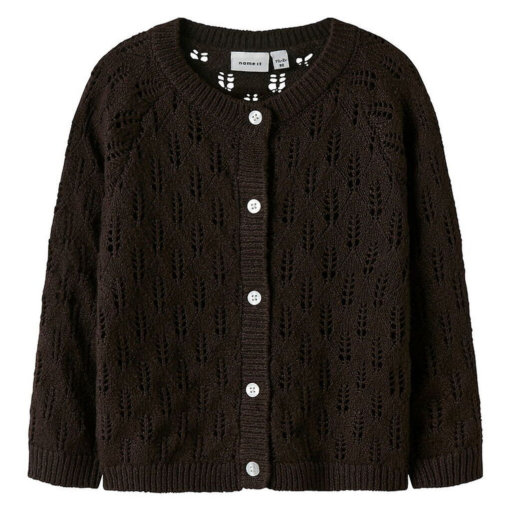 Name It Cardigan - Strik - NmfFleslit - Seal Brown m. Hulmønster