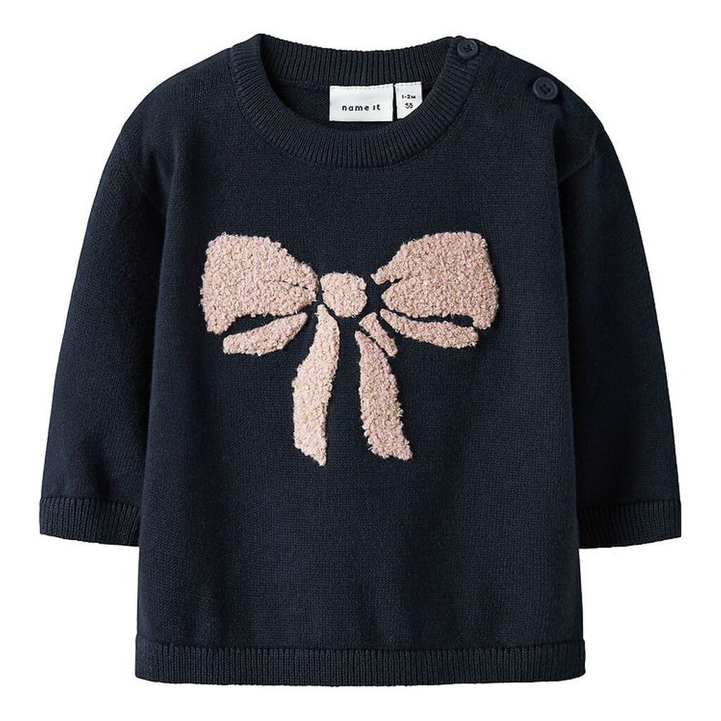 Name It Bluse - Strik - NbfRebow - Navy Blazer m. Sløjfe