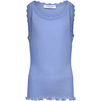 Rosemunde Top - Rib - Balta - Blue Heaven m. Blonder